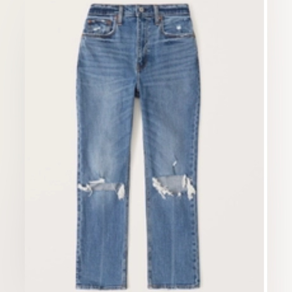Abercrombie & Fitch Curve Love Ultra High Rise Ankle Straight Jean - 25 Short